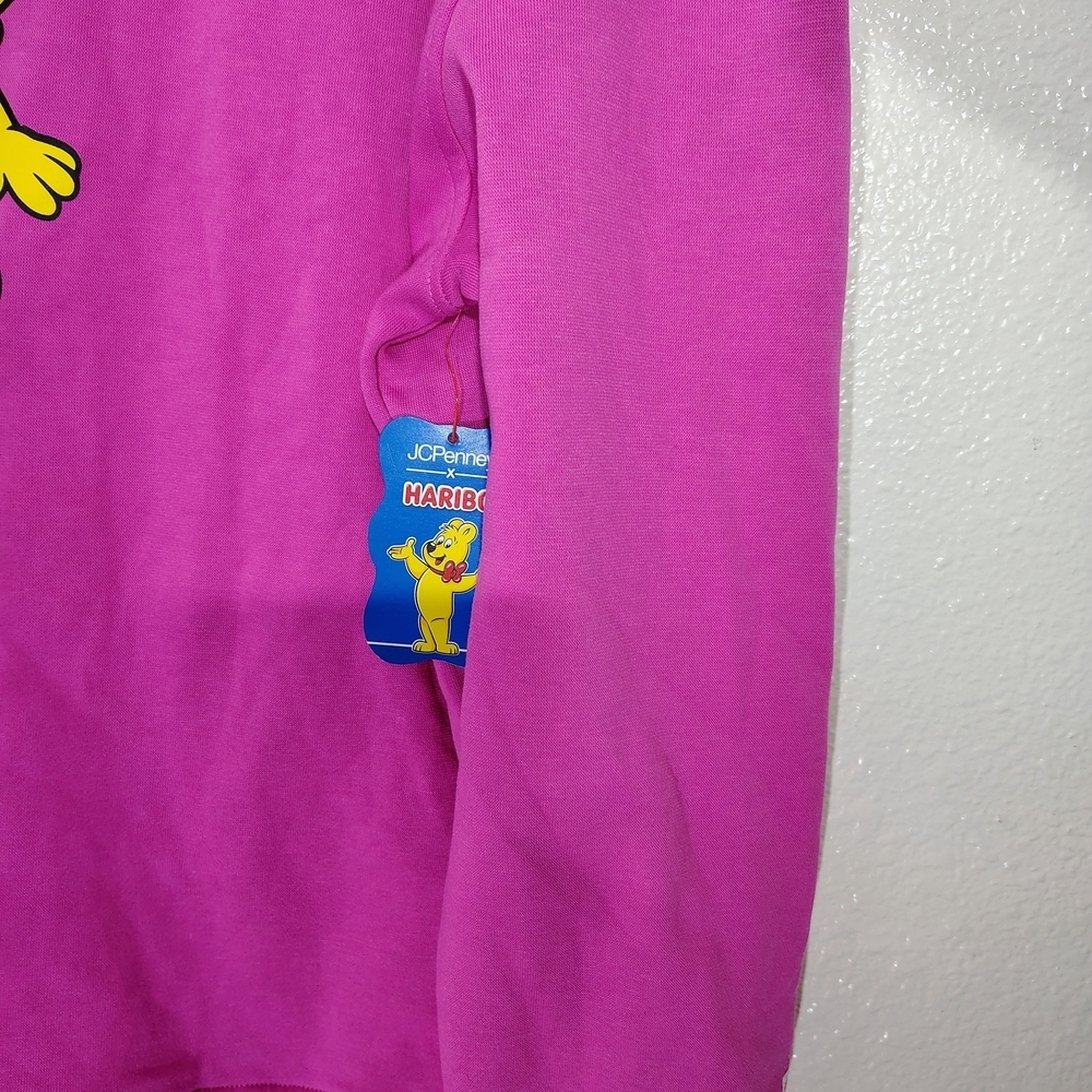 Haribo Gummy Bear Pink Hoodie Girls XL (16) Fleece Lined Pullover Cute Ears NWT - Picture 6 of 13